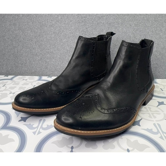 Silver Street London Wing Tip Chelsea Boots Men\'s Size 10 Black Leather‎ Slip On main image 8